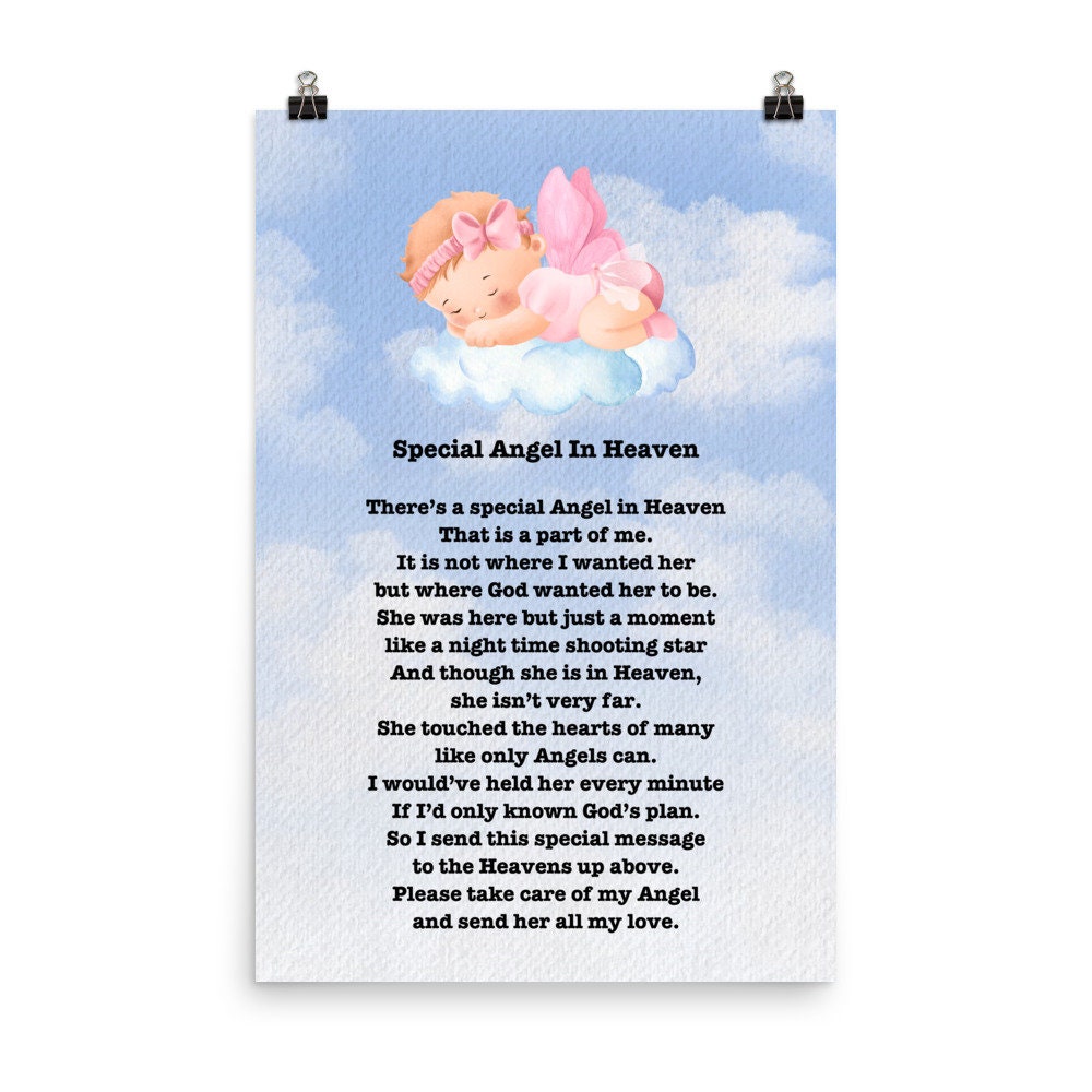 Special Angel in Heaven Poem Poster | Baby Loss Gift | Pregnancy Loss ...