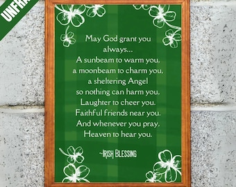 Póster de bendición irlandesa, poema irlandés, arte mural, regalo del Día de San Patricio, decoración para amantes de la herencia irlandesa (sin marco)