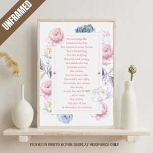 Bereaved Mother Memorial Poster, Sympathy Gift for Mom, Condolence Wall Art, Remembrance Quote for Grieving Moms UNFRAMED
