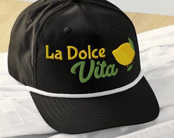 Embroidered La Dolce Vita Golf Rope Cap, Stylish Italian-Inspired Golf Hat, Italy Trip Gift, Vacation to Italy, Trending Italian Gifts