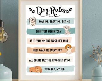 Dog Rules Poster Dog Lover Gift Cute Doggy Poster Gift for Dog Mom UNFRAMED