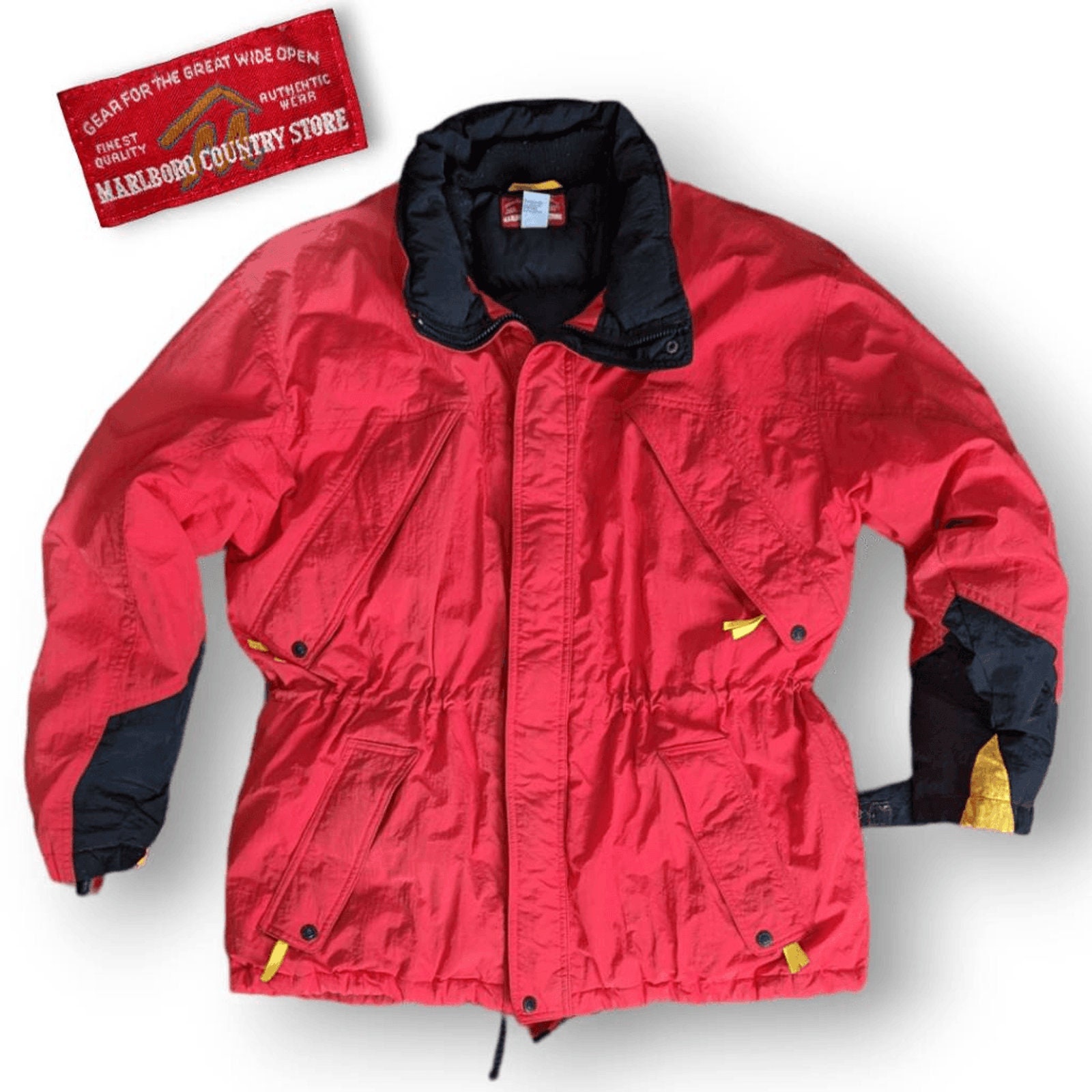 Marlboroダウンジャケット1993年 Vintage Marlboro Down Puffer Jacket Size Large Red Full Zip