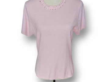 Jaclyn Smith Short Sleeve Pink Sweater Women's Size Medium