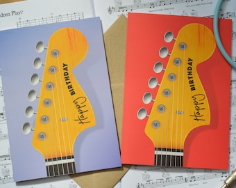 Guitar Headstock Happy Birthday A5 Greetings Card