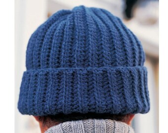 CROCHET Mens Beanie PATTERN - Crochet Hat Pattern for Men - Crochet Beanie Hat Pattern - pdf instant digital