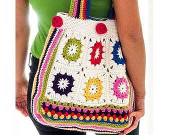 Crochet Pattern Patchwork Bag Grandma Square Shoulder Bag Sac à main PDF Téléchargement numérique instantané Carry All Tote Purse