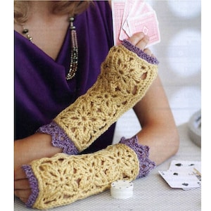 Crochet Fingerless Gloves Pattern PDF Instant Digital Crochet Pattern Gloves Decorations Designs Lace Fingerless Gloves