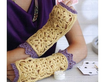 Crochet Fingerless Gloves Pattern PDF Instant Digital Crochet Pattern Gloves Decorations Designs Lace Fingerless Gloves
