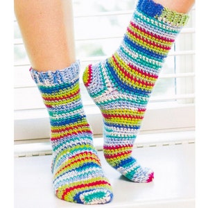 Crochet Socks Pattern PDF Instant Digital Crochet House Socks Pattern Download Stripy Socks Pattern