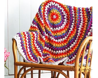 Crochet Mandala Blanket Pattern PDF Instant Digital Rainbow Mandala Download Large Lap Blanket