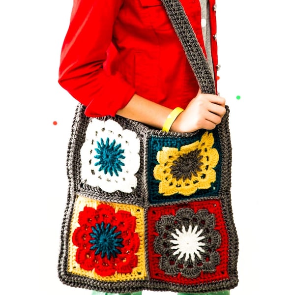 Crochet Tote Bag Pattern PDF Instant Digital Bag Pattern Download Flower Pattern Tote Bag