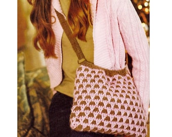 SCHEMA Borsa all'uncinetto - Borsa con coulisse a mosaico - Modello borsa con coulisse pdf - Modello borsa vintage - Borsa a tracolla all'uncinetto fai da te - Borsa con coulisse