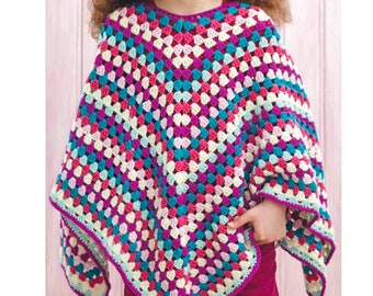 CROCHET Poncho Patterns for Beginners, Granny Square Crochet Poncho PATTERN, Crochet Poncho Pattern, Child's Poncho, pdf Instant Digital
