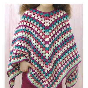 Vintage Crochet Pattern Easy Crochet Toddler Poncho pattern to Little Girl PDF Instant Digital Child's Poncho Download 4 - 9 yrs