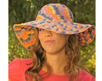 Crochet Sun Hat PATTERN - Crochet Hat PATTERN for Women - Floppy Sun Hat Crochet PATTERN - Vintage Crochet Patterns - Retro Crochet