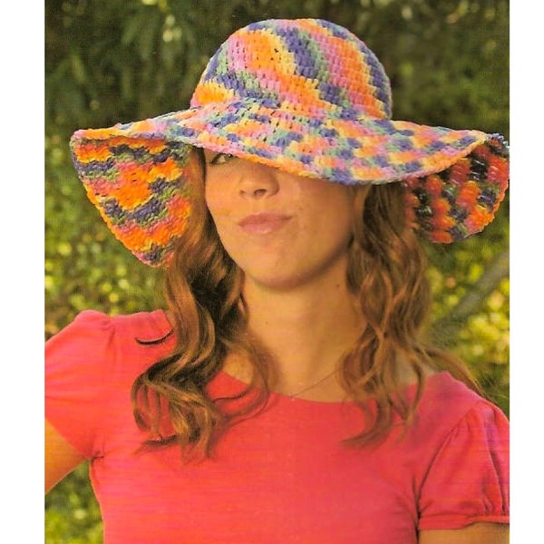 Crochet Sun Hat PATTERN - Crochet Hat PATTERN for Women - Floppy Sun Hat Crochet PATTERN - Vintage Crochet Patterns - Retro Crochet