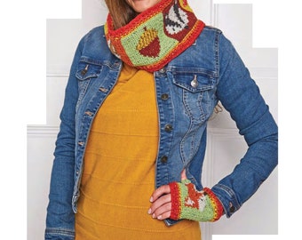 Hooded Cowl Crochet Pattern PDF Instant Digital Woodland Cowl and Mitts Set Designs Pattern Crochet