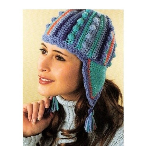 vintage Crochet Pattern Peruvian Hat PDF Instant Digital Retro Women's Cap Pattern Download Crochet Cap Hat