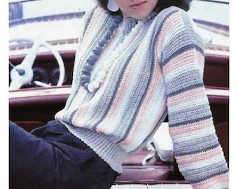 CROCHET Sweater PATTERN Women, Crochet Pullover Sweater Pattern, Colorwork Sweater Pattern, Crochet Long Sleeve Top, pdf Instant Digital