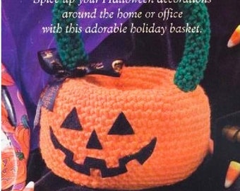 PATROON GEHAAKT mandje - haakpatroon pompoen - gehaakt Halloween-patroon - gehaakte mand met handgrepen - pdf instant digitaal