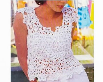 CROCHET Crop Top PATTERN, pdf Pattern Vintage 1990&#39;s, Women&#39;s Crochet Camisole Tank Top, Summer Sleeveless Top, Retro Crochet Pattern