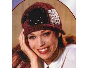 Bucket Cloche Hat PATTERN - Beginner CROCHET Pattern - Granny Square Pattern - Cloche Hat Pattern Crochet - pdf instant digital