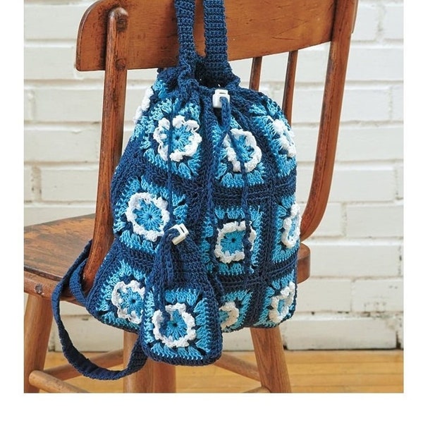 Crochet Backpack Pattern PDF Instant Digital Granny Square Backpack Download Crochet Bag Granny Square