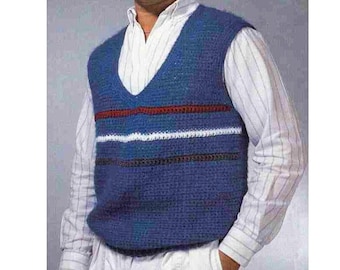 Mens CROCHET Vest PATTERN - Beginner Crochet Patterns - Crochet Sweater Vest Pattern - PDF instant digital