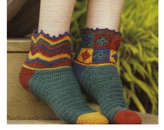 Crochet Socks Pattern PDF Instant Digital Vintage Crochet Pattern Download Warm Socks