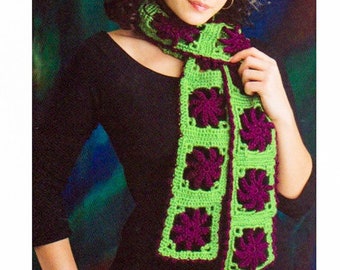 Granny Square Scarf PATTERN - CROCHET Granny Square Pattern - Crochet Gift Pattern pdf - Crochet Scarf Patterns - pdf instant digital