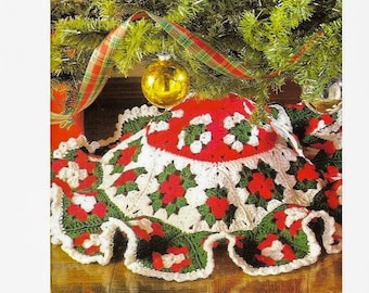 Granny Square PATTERNS - Mini Christmas Tree Skirt - CROCHET Patterns Christmas - Pdf instant digital - Vintage Crochet Pattern