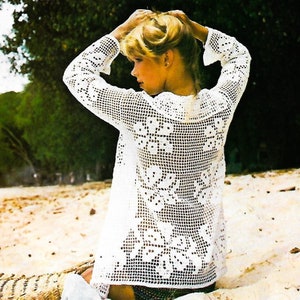 Vintage Crochet Pattern Filet Crochet Blazer PDF Instant Digital Bolero beach cover Download Bohemian lace outfit