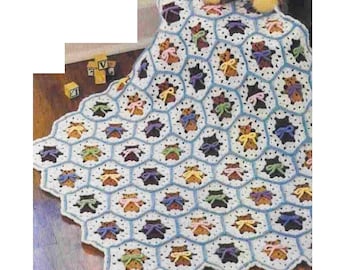 Teddy Bear CROCHET Blanket PATTERN - Baby Afghan Crochet Pattern - Crochet Baby Blanket Pattern - pdf Pattern Vintage