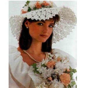 Wide Brimmed Hat Pattern - Bridal Headpiece Hat CROCHET PATTERN - Bridal Bouquet Crochet pdf - Wedding Crochet Set pdf Patterns
