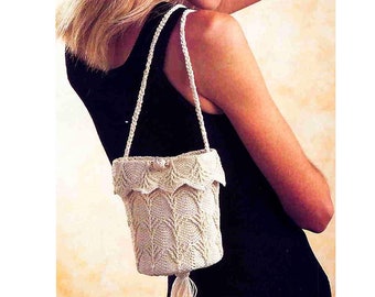 Drawstring Bag PATTERN - Crochet Purse Pattern - Vintage Tassel Purse Crochet - Vintage Crochet Pattern PDF