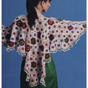 Crochet Shawl Pattern PDF Instant Digital Crochet Shawl Scarf Download Floral Print Shawl