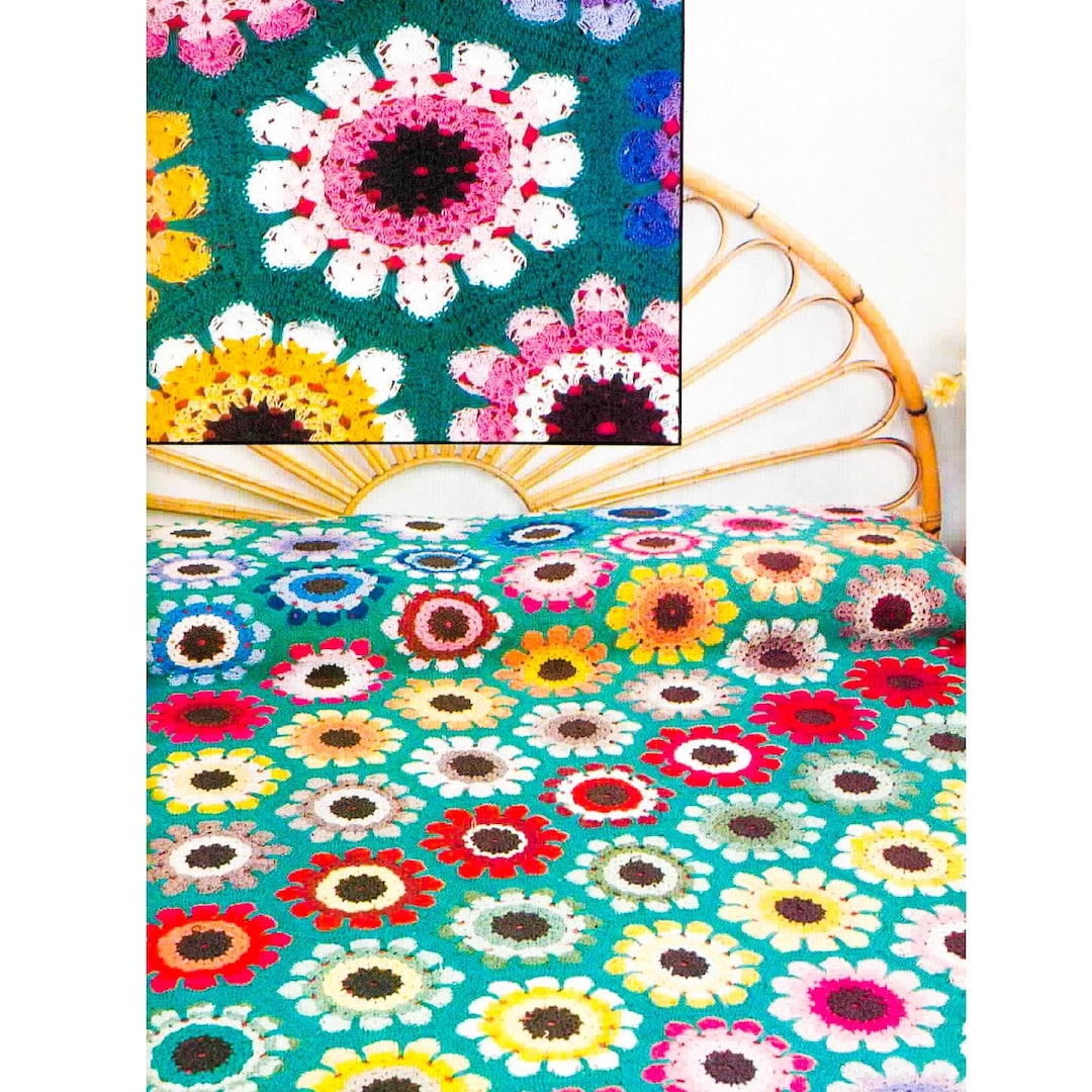 Crochet Pattern Granny Square Blanket PDF Instant Digital Retro Granny