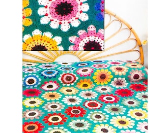 Crochet Pattern Granny Square Blanket PDF Instant Digital Retro Granny Square Download Vintage Crochet Patterns