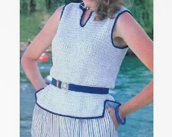 Woman's Sleeveless Top, CROCHET Tank Top PATTERN pdf Digital, Blouse or Tank Top Crochet Pattern, Summer Digital Patterns, Vintage 1980's