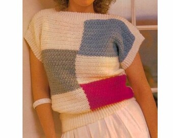 CROCHET PATTERN, Crochet Top Pattern, Women Crochet Pattern, Crop Top Pattern, Beach Cover-Up, Festival Top, Color Blocks Top, pdf Download