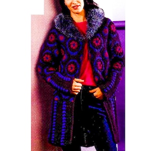 Granny Square Coat Pattern - Hexagon Cardigan CROCHET PATTERN - Granny Squares Patterns - Vintage Crochet Pattern pdf