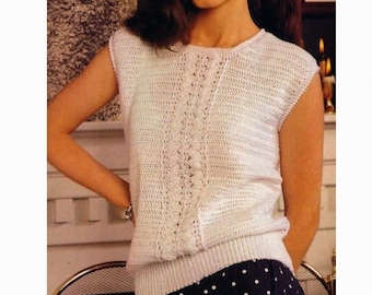 CROCHET PATTERN Top, Women Crochet Top, Crochet Summer Top, Cable Crochet Pattern, Vintage Top Crochet, pdf Instant Download