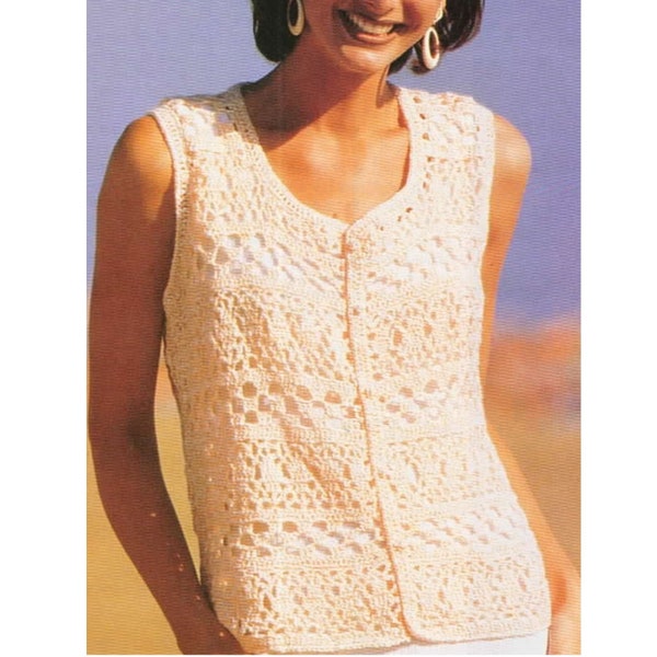 Vest Top Crochet PATTERN, Size Medium/M, Large/L, Extra Large/XL, Tutorials, explanations and charts, English Vintage crochet PDF