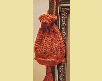 Drawstring Bag CROCHET PATTERN, Crochet Bag Pattern, Drawstring Bag, Boho Bag, Victorian Pouch, Crochet Drawstring Purse, pdf Download