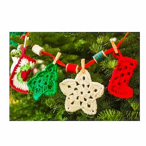 Crochet Weihnachtsgirlande Muster PDF Instant Digital Vintage häkeln Muster Designs Download Andenken Ornamente