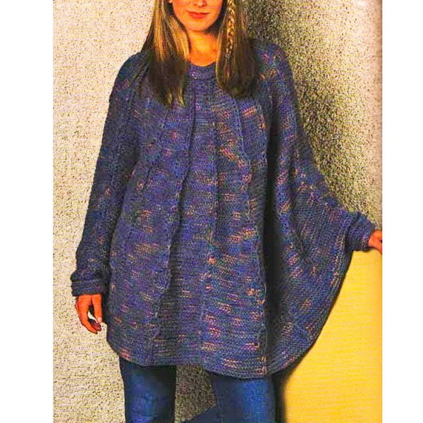 Crochet Poncho PATTERN - Crochet Poncho with Sleeves Pattern - TUNISIAN Crochet Pattern - Vintage Crochet Pattern