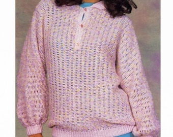 CROCHET Shirt PATTERN, Crochet Sweater Polo Pattern, Button Down Pattern, Crochet Shirt Vintage, Mesh Polo Shirt, pdf Instant Download
