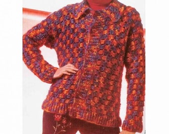 INSTANT DOWNLOAD pdf Jacket Pattern, Women Crochet Cardigan Pattern, Vintage Crochet patterns, Vintage Fashion, Cardigan with Buttons