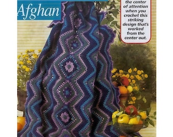 CROCHET Ripple Blanket PATTERN, Afghan Pattern, Colourful Chevron Throw Blanket Pattern, Flower Blanket Crochet Pattern, pdf English Only