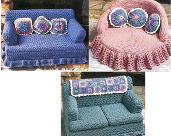 Crochet PATTERNS 3 Cat Little Dog Sofa Beds, Instructions for Making 3 DIY Luxury Cat Couches, Instant Digital Download